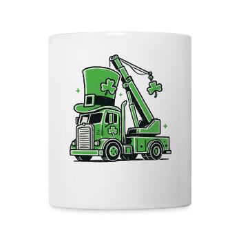 Drôle de grue de la Saint-Patrick Véhicule de construction - Mug blanc - blanc - Devant