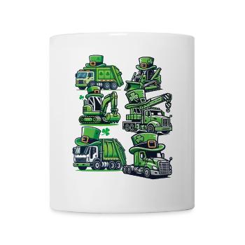 Véhicules de construction avec chapeaux pour la Saint-Patrick - Mug blanc - blanc - Devant