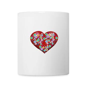 Muttertag Herz Herzen Blumen Geburtstag Valentin - Tasse - Weiß - Vorne
