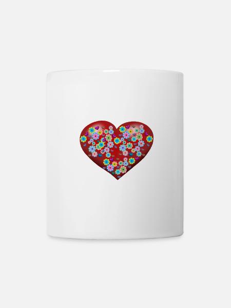 Muttertag Herz Herzen Blumen Geburtstag Valentin - Tasse - Weiß