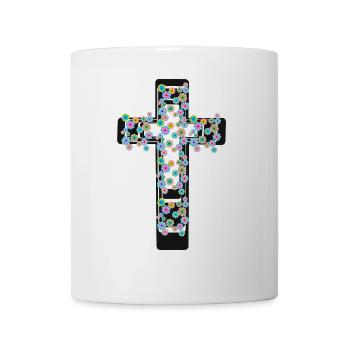 Kreuz Blumen Kreuze Kruzifix - Tasse - Weiß - Vorne