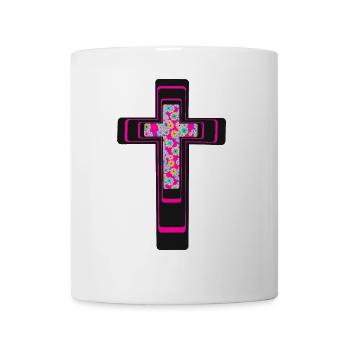 Kreuz Blumen Kreuze Kruzifix - Tasse - Weiß - Vorne
