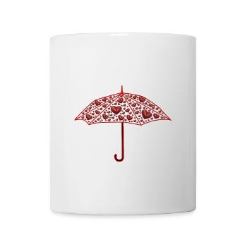 Regenschirm Herz Herzen Valentin Liebe - Tasse - Weiß - Vorne