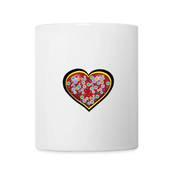 Blumen Herz Herzen Valentin Muttertag - Tasse - Weiß - Vorne