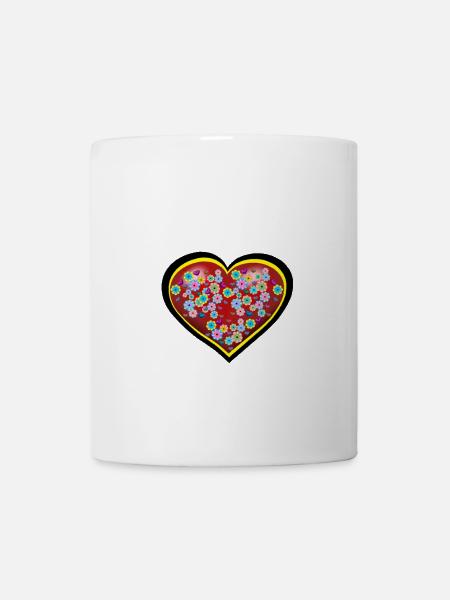 Blumen Herz Herzen Valentin Muttertag - Tasse - Weiß