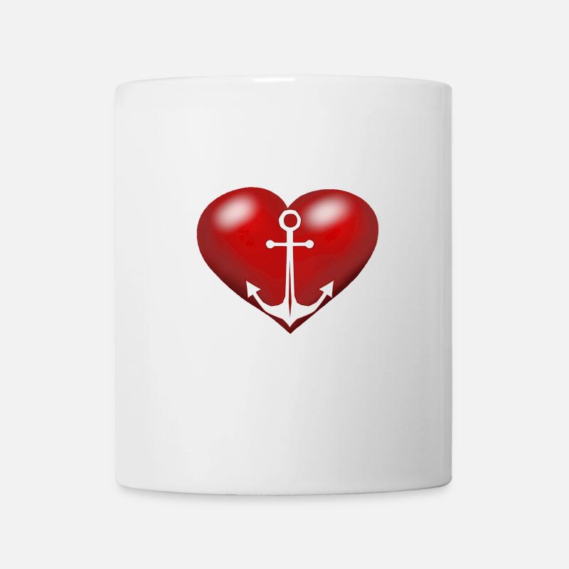 maritim Anker Seemann Herz Herzen - Tasse - Weiß