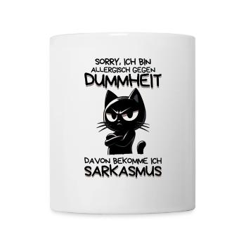 Allergisch gegen Dummheit – Katze mit Sarkasmus - Tasse - Weiß - Vorne