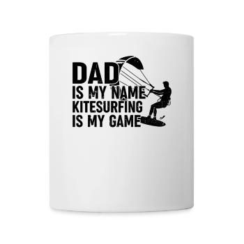 Kiteboarding Dad is my name Kitesurfing is my game - Mug - white - Front