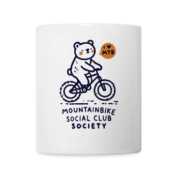 Bicycle Bear Mountain Bike Club Retro Style - Mug - white - Front