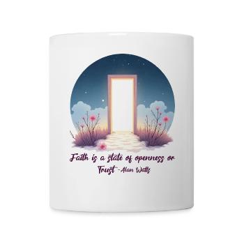 Open Door Trust Alan Watts Faith Zitat - Tasse - Weiß - Vorne
