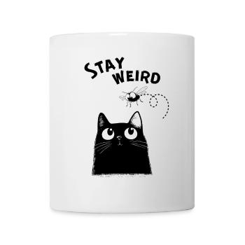 Stay Weird – Lustige schwarze Katze - Tasse - Weiß - Vorne