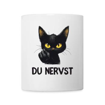Witzige schwarze Katze sagt: Du nervst - Tasse - Weiß - Vorne
