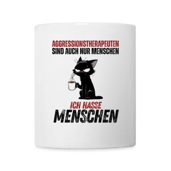 Aggressionstherapeuten – Ich hasse Menschen - Tasse - Weiß - Vorne