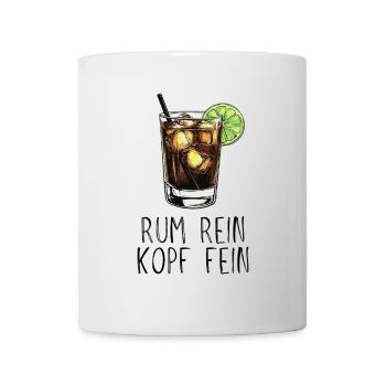 Rum rein Kopf fein - Saufspruch Longdrink und Lime - Tasse - Weiß - Vorne