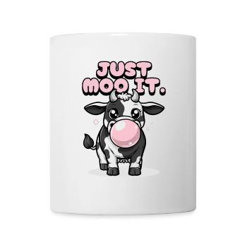 Just Moo It – Lustige Kuh mit Kaugummi - Tasse - Weiß - Vorne