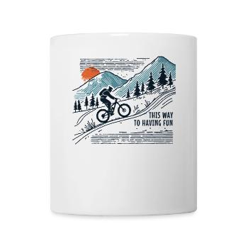 Aventure à vélo en montagne : cette façon de s’amuser - Mug blanc - blanc - Devant