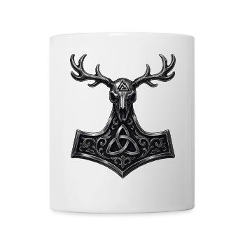 Valknut Hirsch Schädel | Mjölnir Heidnisches Symbol - Tasse - Weiß - Vorne