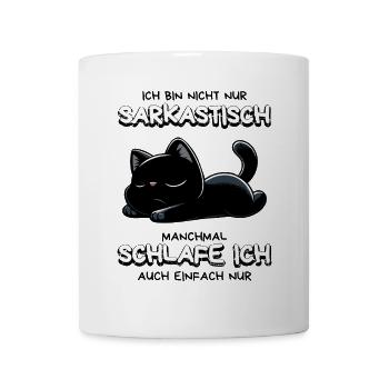 Schlafende schwarze Katze mit Sarkasmus-Vibe - Tasse - Weiß - Vorne