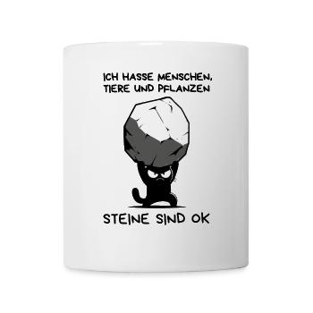 Ich hasse Menschen, Tiere und Pflanzen - Katze - Tasse - Weiß - Vorne