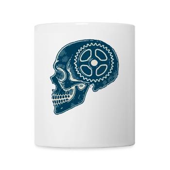 Fahrradliebhaber Schädel Zahnrad Kunst - Tasse - Weiß - Vorne