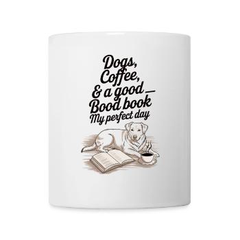 Bücher, Hunde, Kaffee - Tasse - Weiß - Vorne
