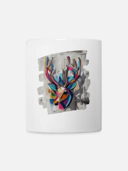 Hirsch mit Geweih - Tasse - Weiß
