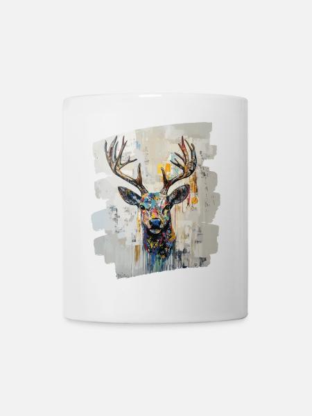 Hirsch mit Geweih - Tasse - Weiß