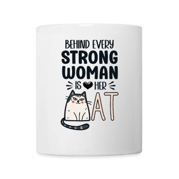 Behind every strong Woman is her Cat - Tasse - Weiß - Vorne