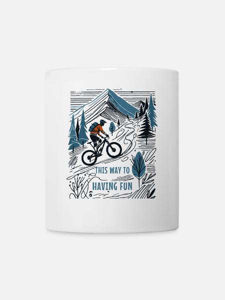 Fahrrad Abenteurer: This Way To Having Fun - Tasse - Weiß