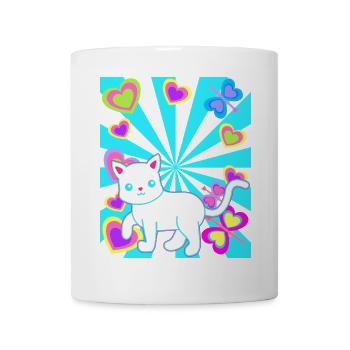 Chat Chats Enfant Enfants Bébé Rétro Coeur - Mug blanc - blanc - Devant
