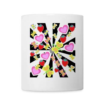 Strawberry Insects Heart Butterflies Summer - Mug - white - Front