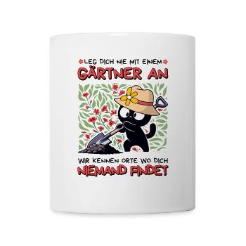 Leg dich nie mit einem Gärtner an – Katze - Tasse - Weiß - Vorne