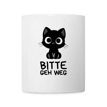 Bitte geh weg Süße schwarze Katze mit großen Augen - Tasse - Weiß - Vorne