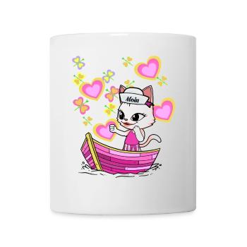 Cat Adventure Children Child Boat Holidays Summer - Mug - white - Front