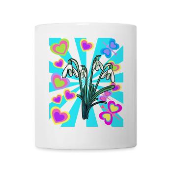 Rétro Vintage Perce-neige Fleurs Printemps - Mug blanc - blanc - Devant