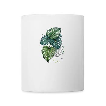 Monstera Bloom avec éclaboussures - Mug blanc - blanc - Devant