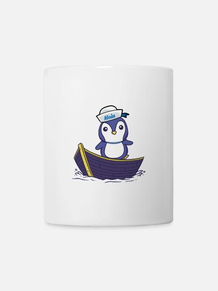 Kind Kinder Boot Seemann Seefahrer Pinguin - Tasse - Weiß