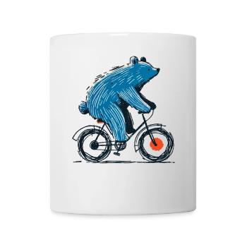 Bicycle adventure with bear on two-wheeler - Mug - white - Front