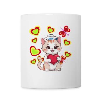 Katze Katzen Herz Kätzchen Kinder Baby - Tasse - Weiß - Vorne