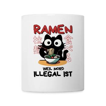 Ramen: Weil Mord illegal ist - Schwarze Katze - Tasse - Weiß - Vorne