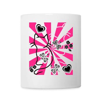 Retro Katzen Katze Vintage old school - Tasse - Weiß - Vorne