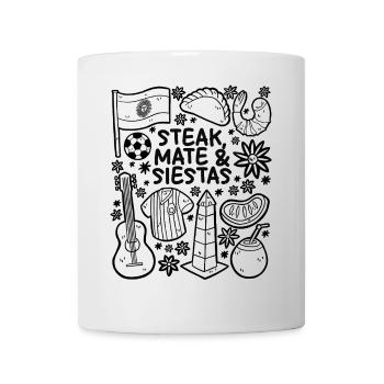 Steak, Maté & Siestes – Argentine - Mug blanc - blanc - Devant