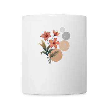 Floral Harmony with Geometric Circles - Mug - white - Front