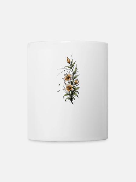 Lilienblüte mit Sternen - Tasse - Weiß