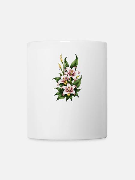 Fleur de lys rose et blanc - Mug blanc - blanc