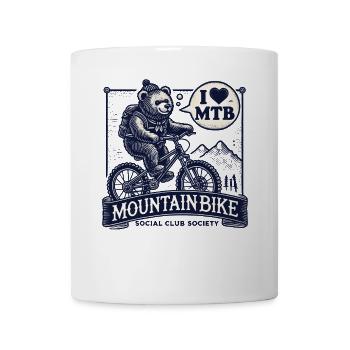 Vélo Rétro VTT Ours Amateur de Vélo - Mug blanc - blanc - Devant