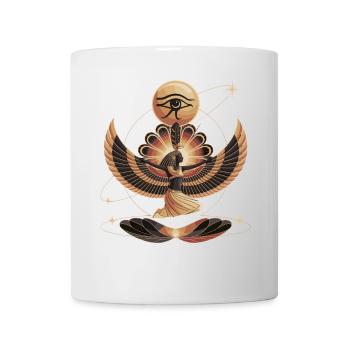 Ägyptische Göttin Kunst | Auge des Ra & Flügel Symbolik - Tasse - Weiß - Vorne
