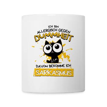 Allergisch gegen Dummheit – Sarkasmus Katze - Tasse - Weiß - Vorne