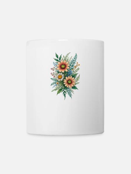 Lebendige Blumenstraußharmonie - Tasse - Weiß