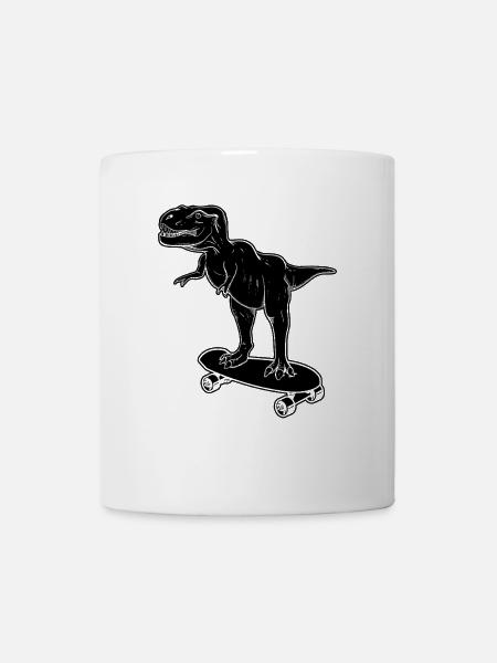 Dinosaur Skateboarding Dinosaur - Tasse - Weiß